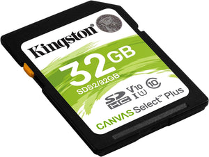 Kingston Tarjeta de memoria SDHC Canvas Select Plus de 100 MB/s de lectura clase 10 UHS-I U1 V10 (SDS2/32GB)