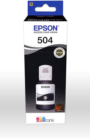 BOTELLA DE TINTA EPSON 504. PARA IMPRESORA L4150, L4160, L6161, L6171, L6191 C11CG23301. Volumen total: 127 ml negra y color de 70ml