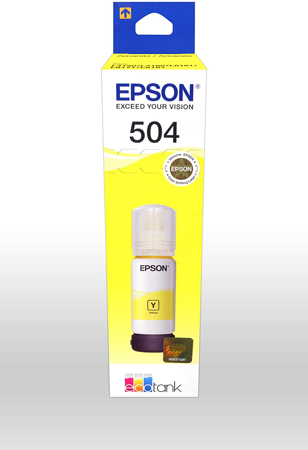 BOTELLA DE TINTA EPSON 504. PARA IMPRESORA L4150, L4160, L6161, L6171, L6191 C11CG23301. Volumen total: 127 ml negra y color de 70ml