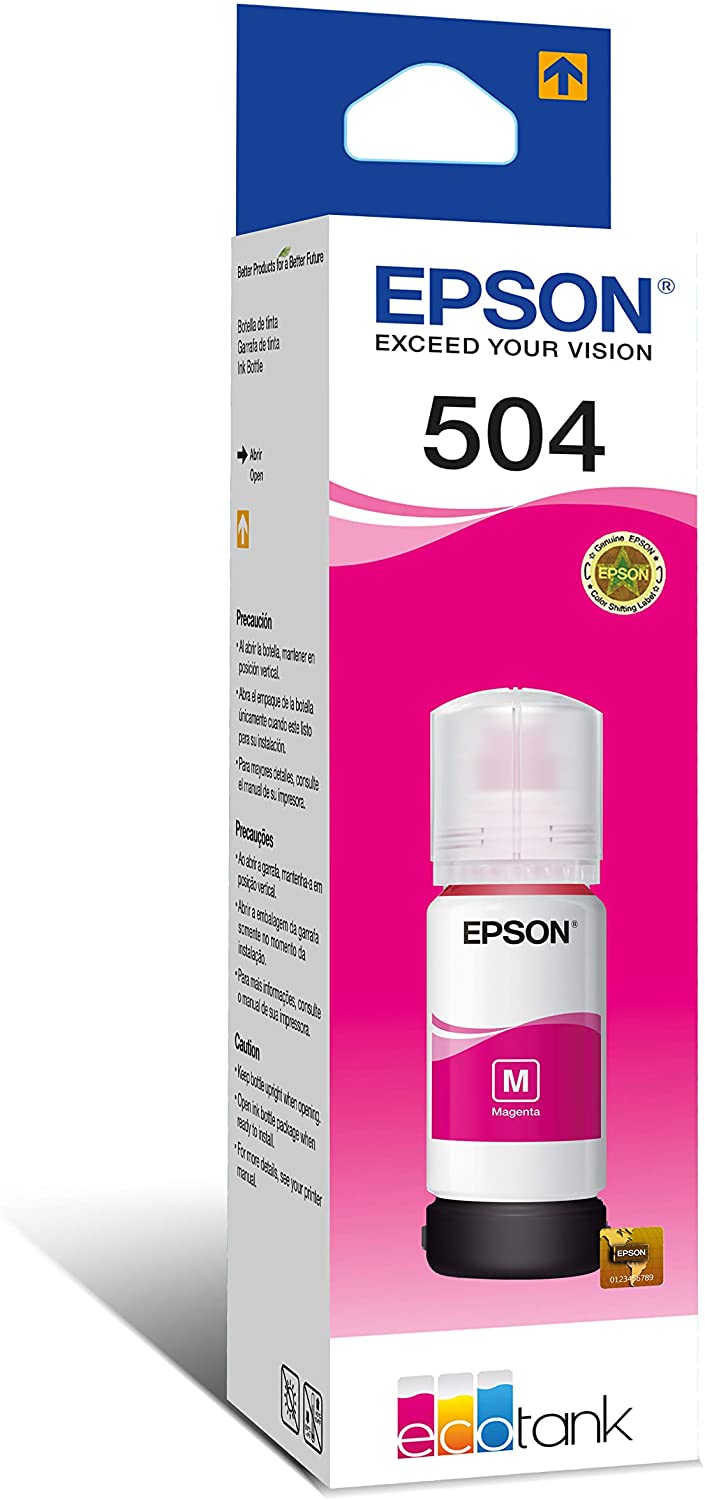 BOTELLA DE TINTA EPSON 504. PARA IMPRESORA L4150, L4160, L6161, L6171, L6191 C11CG23301. Volumen total: 127 ml negra y color de 70ml