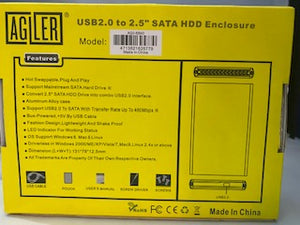 CAJA USB 2.5 AGILER PARA DISCO DURO SATA DE ACERO 