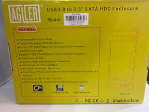 CAJA USB 3.5" AGILER PARA DISCO DURO SATA, USB 3.0.